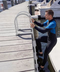Removable 3 Step Aluminum Dock Ladder With Rubber Mat For Lake And Pool, Easy Mount Pontoon Boat Ladder For Marine Boarding on dock