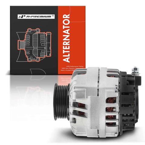 Side view of 100 Amp 12V Clockwise Alternator With 6 Groove Pulley For Chevrolet Colorado 2004 2006 GMC Canyon 2004 2006
