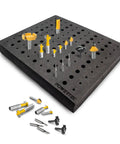 Badass Router Bit Storage Inserts Housing Fifty Half Inch And Sixty Quarter Inch Holder Slots With Thick Foam, displaying organized router bits.