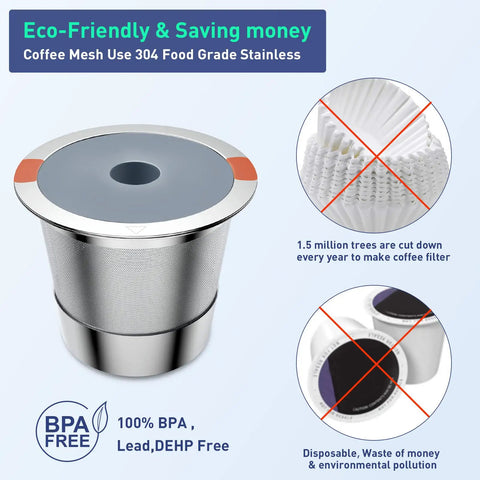 Eco-Friendly Reusable Stainless Steel Coffee Filters For Keurig 1.0 And 2.0 Brewers BPA-Free Pods 2 Pack