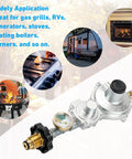 Stanbroil horizontal two-stage propane regulator with gauge and 10 ft hose, POL connection and 3/8 in female flare connector