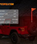 3 Foot LED Whip Light With Aluminum Base Red Color on off-road vehicle for night visibility and safety.
