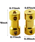 4 Pack 2Mm To 3Mm Brass Flexible Shaft Coupler With Screws For RC Airplanes And Boats, showcasing front view with measurements