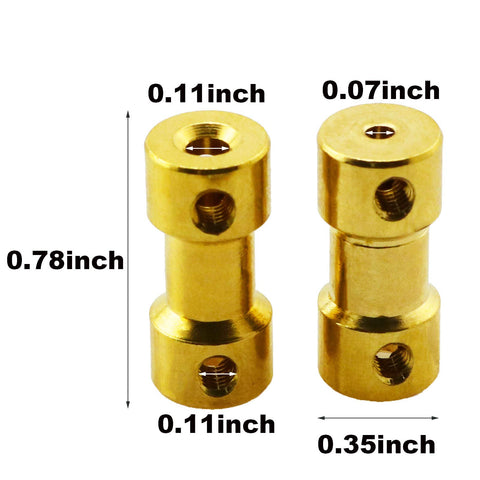 4 Pack 2Mm To 3Mm Brass Flexible Shaft Coupler With Screws For RC Airplanes And Boats, showcasing front view with measurements