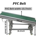 Inclined PVC Conveyor Belt System With Aluminum Frame, Motorized Drive, 59 Inch Length And 15.7 Inch Belt Width, Adjustable Height