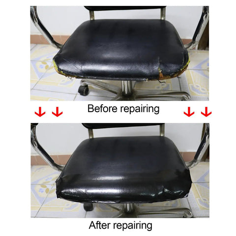 Office chair seat before and after using Wide Duct Tape 5 Inch Wide Industrial Grade Black Heavy Duty Waterproof Tape With Beefy Adhesive
