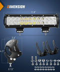 ZH084 12 Inch LED Light Bar 72W Spotlight Flood Combo Off Road Lights 12V with adjustable bracket and mounting hardware