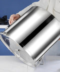 Heavy Duty 304 Stainless Steel Airtight Food Dispenser Big Boy 26 Gallon Grain Bin shown with clear lid for kitchen use.