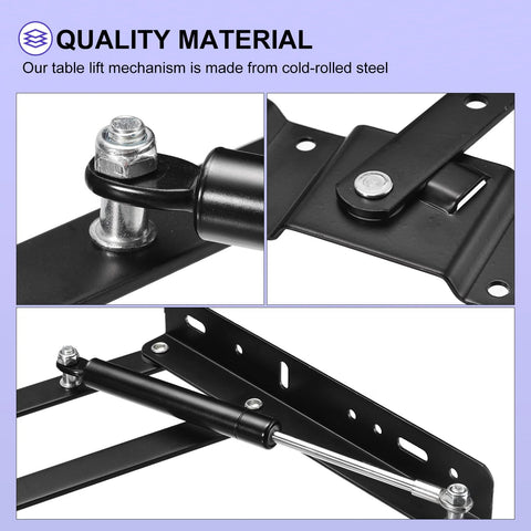 uxcell lift-up coffee table mechanism, 2 pcs, black metal hinge with gas spring, 9.4in, 100lb capacity
