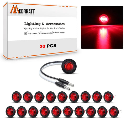 Meerkatt Three Quarters Inch Red LED Side Marker Light With Plug Ends And Grommets Plug And Play Waterproof 12V DC