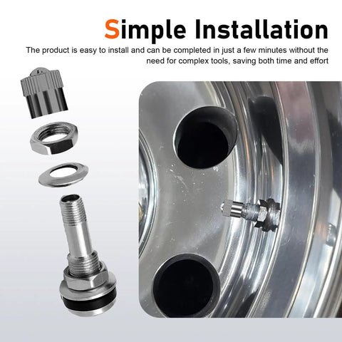 Beefy Brass Tire Valve Stem 1.5 Inch With Rubber Gasket, Fits 0.453 Inch And 0.625 Inch Rim Holes, installation view