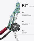 Slack Tending Pulley Kit For Doubled Rope Climbing DDRT System With Friction Hitch VT Prusik Pro Grade 24kN Twist Lock Oval Carabiner