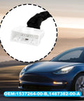 Close-up of Straight Swap Charging Port Module Wiring Harness For Tesla Model 3 And Model Y 2017 Through 2023 with white connector.