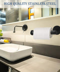 Matte Black Bathroom Hardware Set 3 Piece Premium Stainless Steel Wall Mount Kit With 5 Inch Toilet Paper Holder on wall