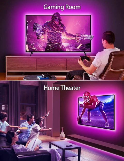 LED TV Backlight Kit For 32 To 43 Inch Screens With Nine Point Eight Foot USB Powered LED Strip in gaming and home theater setup