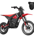 Off Road Electric Dirt Bike For Teens And Adults With A 2600W Peak Motor, removable battery, dual hydraulic brakes, red design.