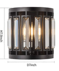 Front view of 4 Light Crystal Bathroom Vanity Light Bar In Black Over Mirror, Modern Industrial Glam For Farmhouse Villa Resort Hotel Bathroom, G9 Base Bulbs Not Included, black matte finish with K9 crystal accents.