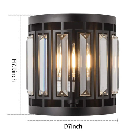 Front view of 4 Light Crystal Bathroom Vanity Light Bar In Black Over Mirror, Modern Industrial Glam For Farmhouse Villa Resort Hotel Bathroom, G9 Base Bulbs Not Included, black matte finish with K9 crystal accents.