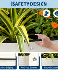 2 Pack 8x4x2 Ft Galvanized Raised Garden Bed Kit With Anti Cut Safety Edges, featuring close-up of plants and safety features.