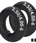 Two Heavy Duty Inner Tube 4.10/3.50-6 With TR-87 Angled Valve Stem showing side view and caps included