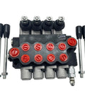 Four Spool Hydraulic Control Valve With 13 GPM Max Flow And 4500 PSI Rating For Small Tractors, Loaders, And Log Splitters, top view