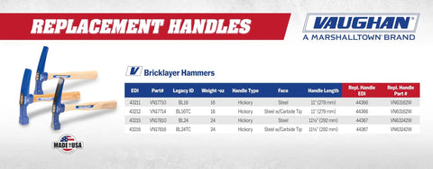Heavy Duty 24 Oz Brick Hammer For Masonry Work Break Bricks And Concrete Drop Forged American Steel Made In USA