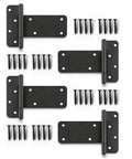 Genuine 5 Inch Matte Black Door Hinges 4 Pack Heavy Duty Gate Hardware With No Fuss Screws for outdoor use.