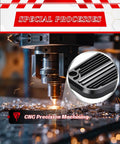 Knight Black Motorcycle Brake And Clutch Fluid Reservoir Covers Caps Fit Electra Glide shown in CNC machining process