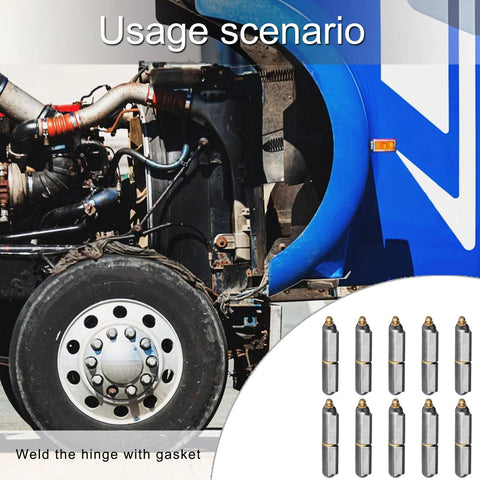 Weldable hinge set, 10-pack, stainless steel 6-inch with grease zerks for gates and trailers
