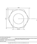 Top view diagram of Hella Tough Top Shelf 1/4 20 X 2 Inch Titanium Hex Head Bolts Grade 5 Ti 6Al 4V.