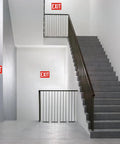 5 Pack Exit Signs For Doors And Walls, High Visibility Red Safety Stickers, Premium Self Adhesive Vinyl, Easy To Install, Durable Wall Or Door Mount, Ideal For Office Buildings, Schools, Retail Stores, And Commercial Spaces on stairwell wall