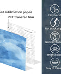 Watercolor Sublimation Transfer Paper 12x12 Inches For Blank T Shirts Cups Coasters Mugs 8 Pieces Set, features and grid design.