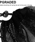 Heavy Duty Pond Pump Filter Bag Black Mesh Barrier with adjustable drawstring and spring clip, 17.7 by 17.7 inches