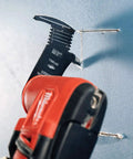 Heavy Duty 4 In 1 Drywall Blade Equipped With A Precision Dagger Tip And Built In Depth Marker For Easy Scraping Straight Up A total game changer that cuts through wallboard smooth as butter showing blade with depth markings.