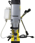 Heavy Duty Magnetic Drill Press With 1-3/4 Inch Boring Capacity And 2700 Pound Rock Solid Grip featuring front view and quick swap adapter.