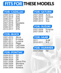 Fits for Cadillac, Buick, Saturn, Suzuki, Saab, Pontiac, and Hummer tire pressure sensor models.