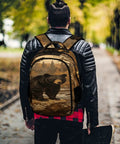 Man wearing Wildlife Vintage Printed Unisex Backpack With Large Capacity Durable Polyester on a forest path