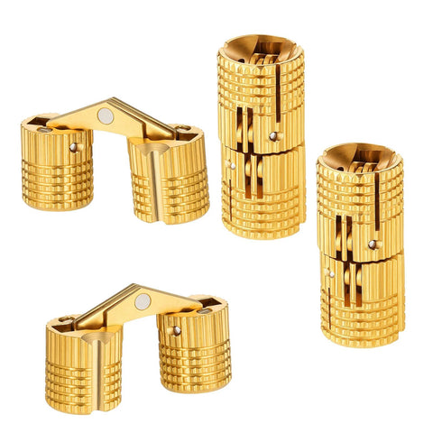Six Pack 10 Mm Hidden Brass Hinges With 24 Screws For Concealed Cabinets And Jewelry Boxes, 180 Degree Opening, Invisible Design For Easy DIY Hand Craft Projects