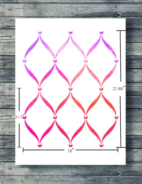 Dope Large Trellis Wall Stencil 20x24 Inch For Painting Walls Furniture Floors And Fabrics Reusable Template with measurements.