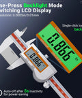 Stainless Steel Digital Caliper With Backlit LCD Auto Off IP54 Splash Proof Inch Millimeter Conversion 6 Inch 150 Millimeter Vernier