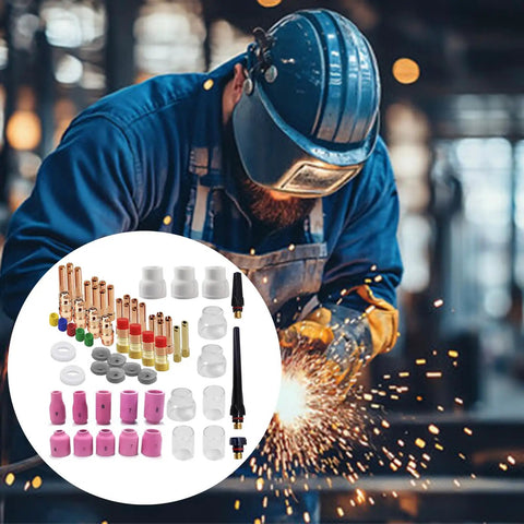 90 Piece TIG Welding Torch Accessories Kit For WP17 WP18 WP26 Glass Cup Alumina Nozzle Stubby Gas Lens 10 12 Size Consumables