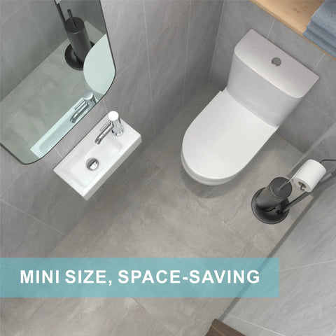 Small Wall Mount Sink Porcelain Ceramic Mini Corner Hand Basin Right Hand 14.5 Inch Compact Wash Basin for Tiny Bathrooms