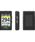 Swami Max Handheld Golf GPS Rangefinder With Oversized 3.5 Inch Color Screen For Easy Yardage Auto Portrait Or Landscape Display Center Only Distance To Green Black, showing front, side, and back views.