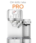 Straight Fire Automatic Espresso Machine With Super Fast Heating And Adjustable Milk Frother For Barista Level Cappuccinos And Rich Lattes At Home, silver design with user controls.