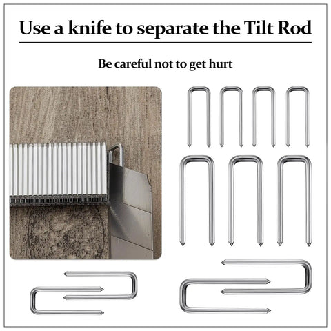 Use a knife with Tough As Nails Plantation Shutter Louver Staples Kit 40 Pieces Heavy Duty Repair Hardware for tilt rod repairs.