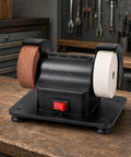 Top Shelf Twin Wheel Bench Grinder With Straightforward Rocker Switch Heavy Duty Electric Edger compact design with dual grinding wheels.