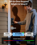 Wifi Smart Deadbolt Lock Set With Two Lever Handles And Keypad Front Door Upgrade Level Up Your Home Security With This No Fuss Install and Reliable Remote Access For Everyday Grind, shown during passcode entry.