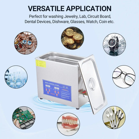 Six Point Five Liter Digital Ultrasonic Cleaner With Timer And Heater 40kHz 180W for Jewelry Glasses Watches Tools and Small Parts