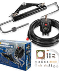 Hydraulic Outboard Steering Kit For 150HP Boats With 6.9 MPa Helm Pump, 409.7 Kgf Cylinder, 26 Ft Cuttable Nylon Hoses, Built-In Lock