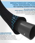 Non Expanding Garden Hose 150 Ft With Ten Pattern Spray Nozzle, Kink Free Flexible Water Hose, Lightweight And Durable, Leak Proof, Three Quarter Inch Swivel Connectors, Strong Fabric, Portable Storage Strap, Perfect For Yard And Garden black PVC hose cross-section